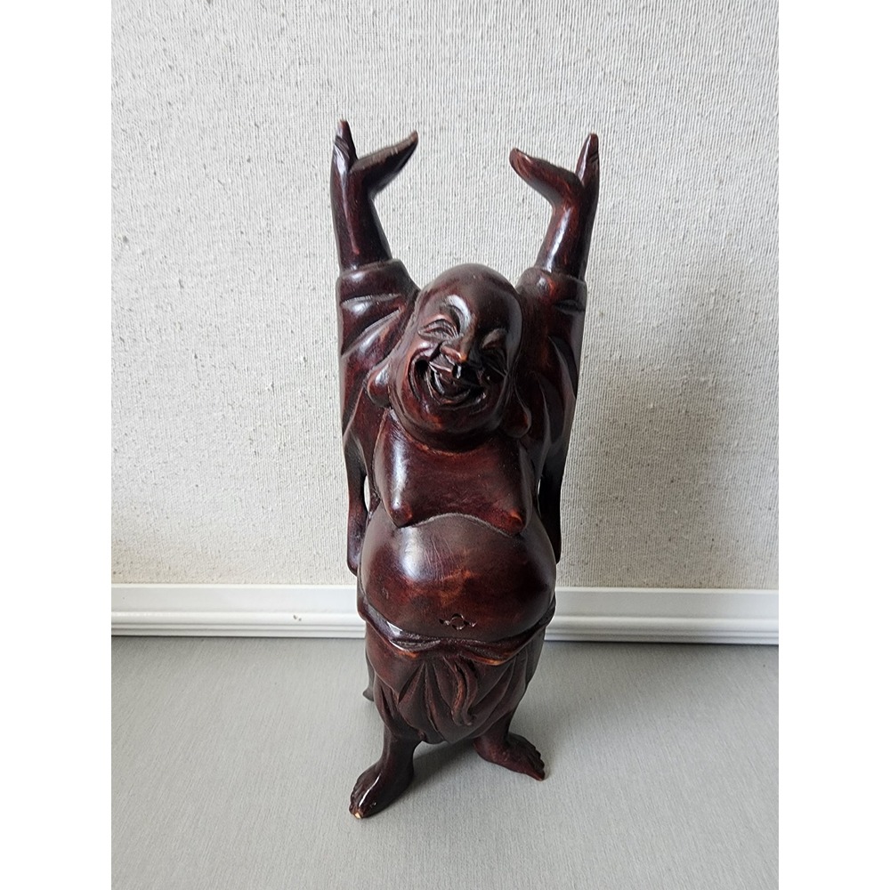 Wood Carved Happy Buddha